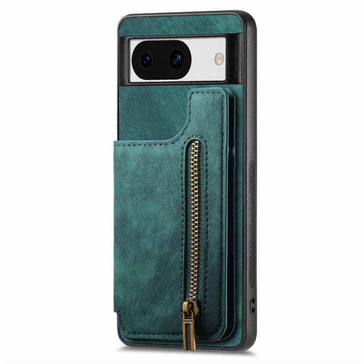 For Google Pixel 9 Pro XL Retro Leather Zipper Wallet Back Phone Case(Green) - Google Cases by PMC Jewellery | Online Shopping South Africa | PMC Jewellery | Buy Now Pay Later Mobicred