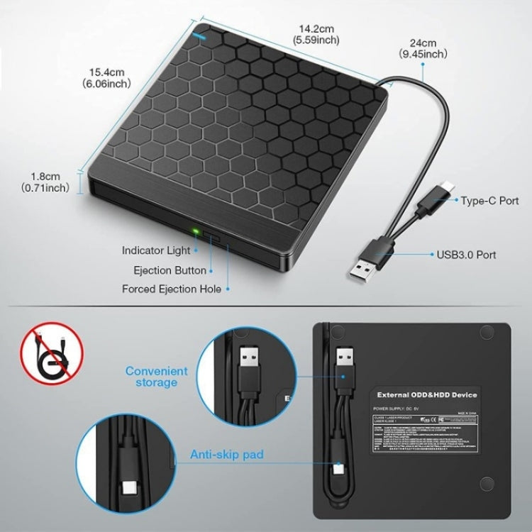 042  Football Pattern USB3.0 / Type-C Computer Laptop External Optical Drive Burner DVD Burner - free shipping - PMC Jewellery - Order now!