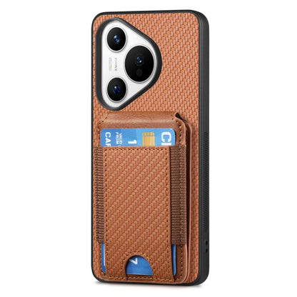 For Huawei Pura 70 Pro+ Carbon Fiber Vertical Flip Wallet Stand Phone Case(Brown) - Huawei Cases by PMC Jewellery | Online Shopping South Africa | PMC Jewellery | Buy Now Pay Later Mobicred