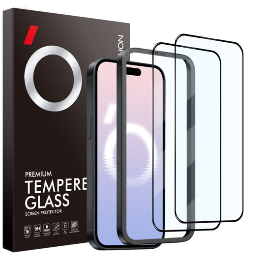 For iPhone 16 NORTHJO 2pcs A++ Tempered Glass Film with Installation Frame - iPhone 16 Tempered Glass by NORTHJO | Online Shopping South Africa | PMC Jewellery | Buy Now Pay Later Mobicred