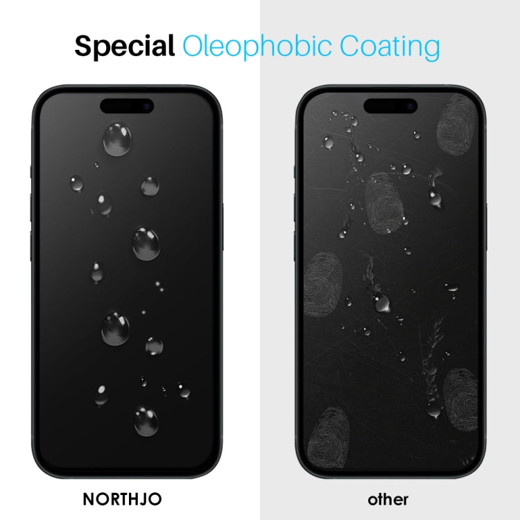 For iPhone 16 NORTHJO 2pcs A++ Tempered Glass Film with Installation Frame - iPhone 16 Tempered Glass by NORTHJO | Online Shopping South Africa | PMC Jewellery | Buy Now Pay Later Mobicred