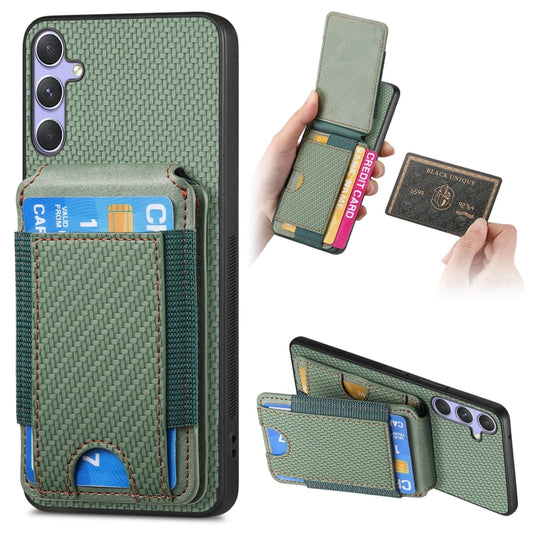 For Samsung Galaxy S25+ 5G Carbon Fiber Vertical Flip Wallet Stand Phone Case(Green) - Galaxy S25+ 5G Cases by PMC Jewellery | Online Shopping South Africa | PMC Jewellery | Buy Now Pay Later Mobicred