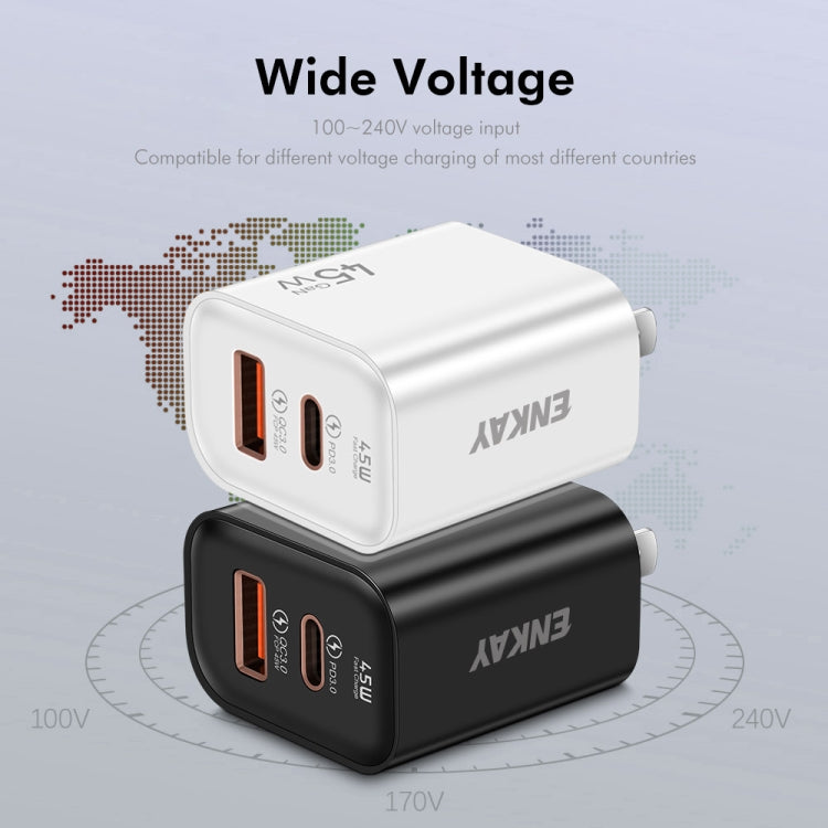 ENKAY FC-001 45W USB-A + USB-C / Type-C Dual Ports Quick Charger, US Plug(Yellow) - USB Charger by ENKAY | Online Shopping South Africa | PMC Jewellery | Buy Now Pay Later Mobicred