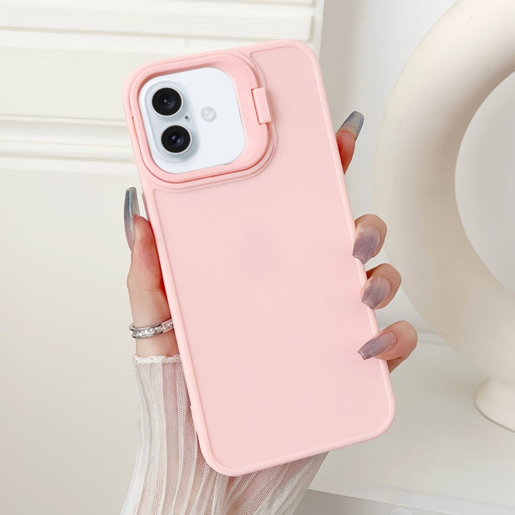 For iPhone 16 Plus Lens Frame Holder Shockproof Phone Case(Pink) - iPhone 16 Plus Cases by PMC Jewellery | Online Shopping South Africa | PMC Jewellery | Buy Now Pay Later Mobicred