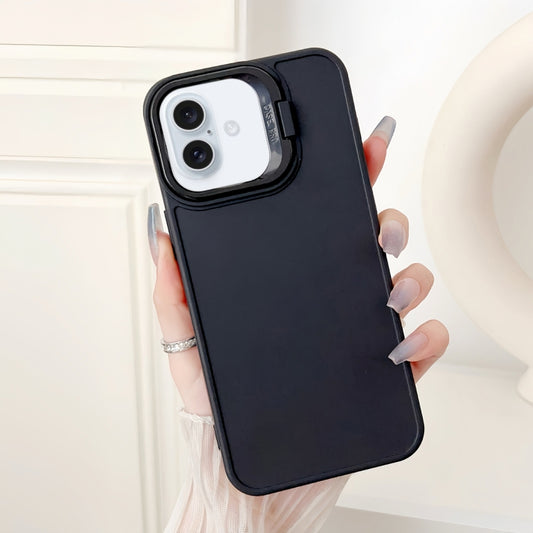 For iPhone 16 Lens Frame Holder Shockproof Phone Case(Black) - iPhone 16 Cases by PMC Jewellery | Online Shopping South Africa | PMC Jewellery | Buy Now Pay Later Mobicred