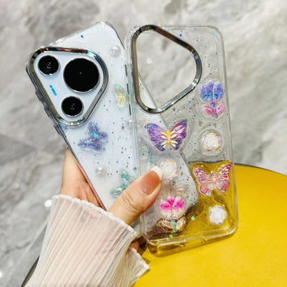 For Huawei Pura 70 Pro 3D Colorful Crystal Butterfly TPU Phone Case(Butterfly Pearl) - Huawei Cases by PMC Jewellery | Online Shopping South Africa | PMC Jewellery | Buy Now Pay Later Mobicred