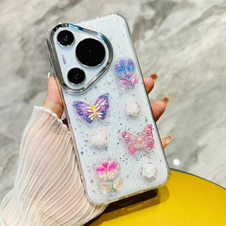 For Huawei Pura 70 Pro 3D Colorful Crystal Butterfly TPU Phone Case(Butterfly Pearl) - Huawei Cases by PMC Jewellery | Online Shopping South Africa | PMC Jewellery | Buy Now Pay Later Mobicred