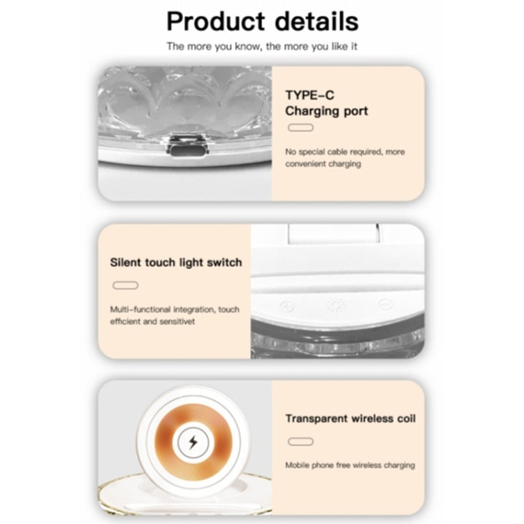 F11 Mobile Phone Holder Desktop Wireless Charger Dock Multi-Function Crystal Night Light - Wireless Charger by PMC Jewellery | Online Shopping South Africa | PMC Jewellery | Buy Now Pay Later Mobicred