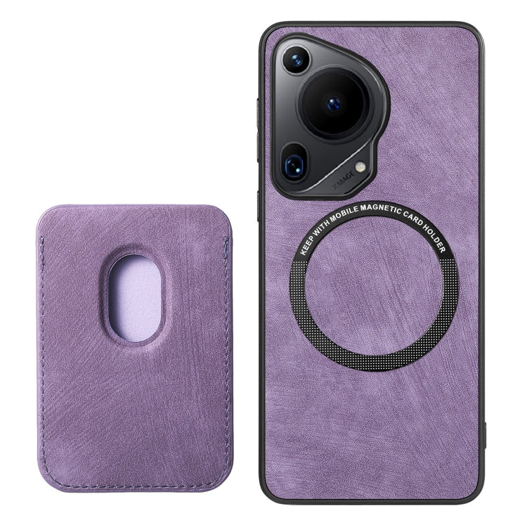 For Huawei Pura 70 Retro Leather Card Bag Magnetic Phone Case(Purple) - Huawei Cases by PMC Jewellery | Online Shopping South Africa | PMC Jewellery | Buy Now Pay Later Mobicred