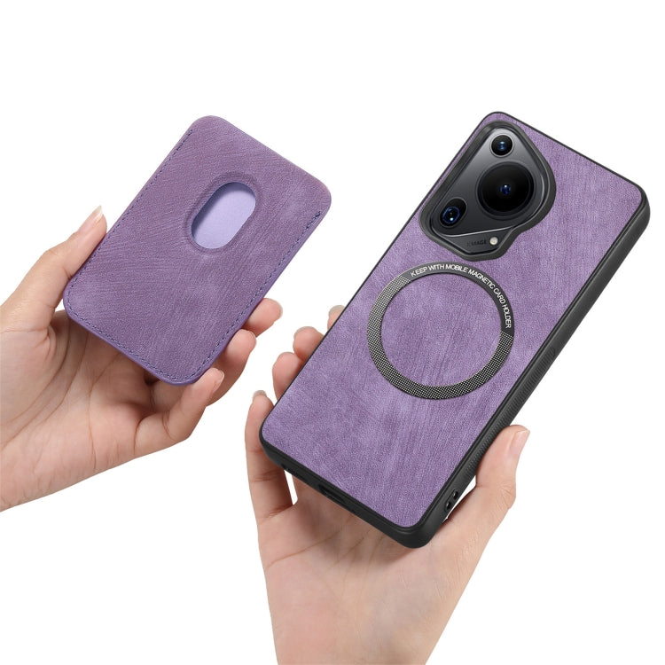 For Huawei Pura 70 Retro Leather Card Bag Magnetic Phone Case(Purple) - Huawei Cases by PMC Jewellery | Online Shopping South Africa | PMC Jewellery | Buy Now Pay Later Mobicred