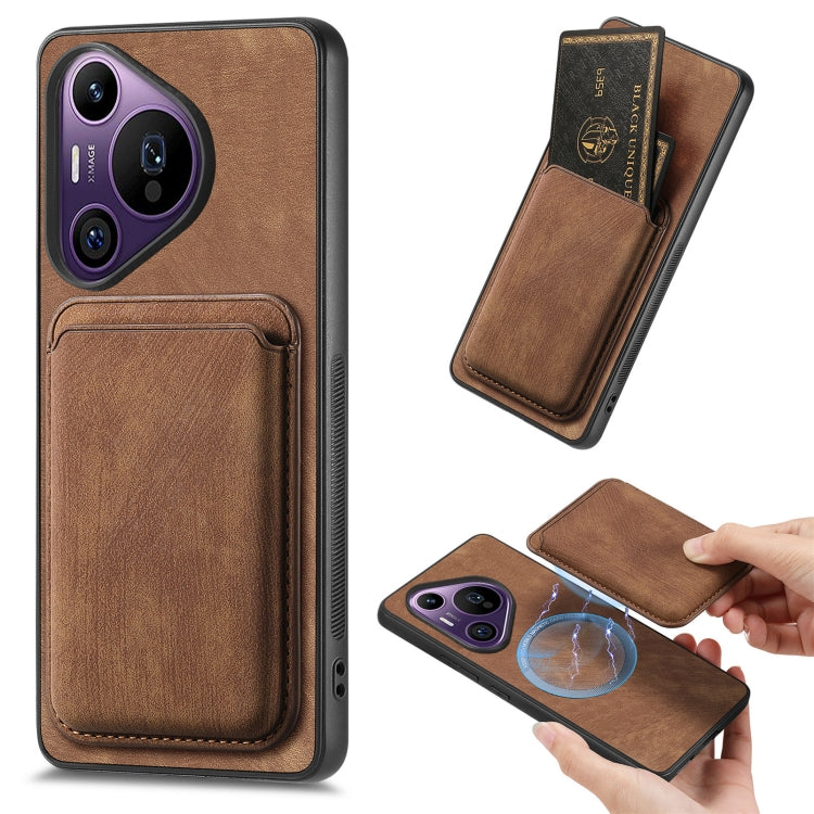 For Huawei Pura 70 Pro+ Retro Leather Card Bag Magnetic Phone Case(Brown) - Huawei Cases by PMC Jewellery | Online Shopping South Africa | PMC Jewellery | Buy Now Pay Later Mobicred