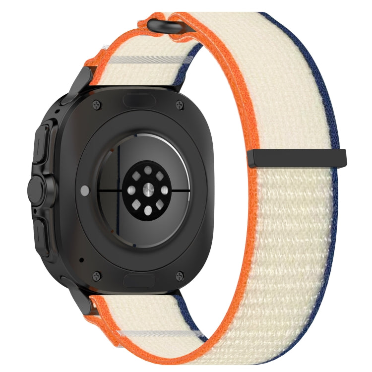 For Samsung Galaxy Watch Ultra 47mm Hook and Loop Fastener Loop Nylon Watch Band(Orange+Beige) - Watch Bands by PMC Jewellery | Online Shopping South Africa | PMC Jewellery | Buy Now Pay Later Mobicred