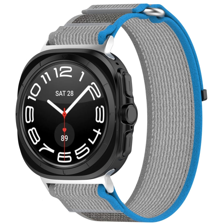 For Samsung Galaxy Watch Ultra 47mm Hook and Loop Fastener Loop Nylon Watch Band(Blue+Gray) - Watch Bands by PMC Jewellery | Online Shopping South Africa | PMC Jewellery | Buy Now Pay Later Mobicred