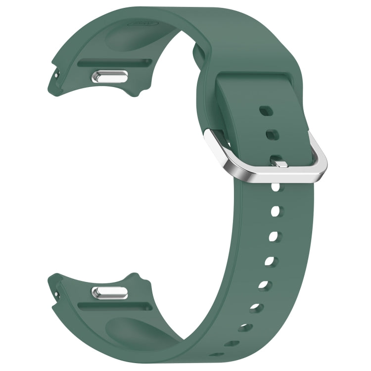For Samsung Galaxy Watch7 40 / 44mm Solid Color Silver Buckle Quick Release Silicone Watch Band(Dark Green) - free shipping - PMC TechLife - Order now!