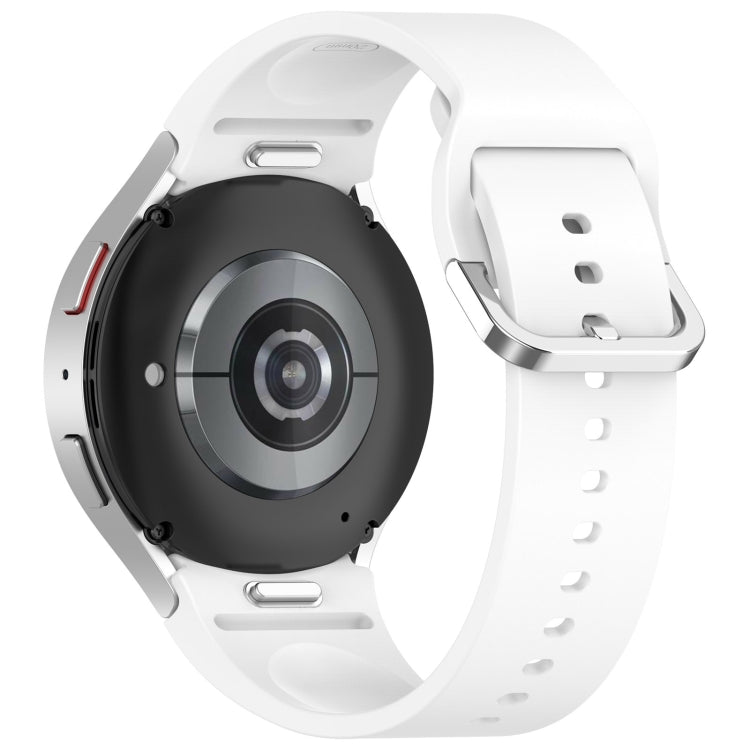 For Samsung Galaxy Watch7 40 / 44mm Solid Color Silver Buckle Quick Release Silicone Watch Band(White) - free shipping - PMC TechLife - Order now!