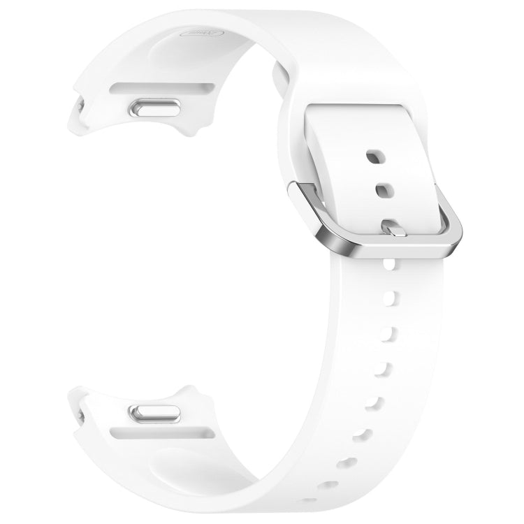 For Samsung Galaxy Watch 7 44mm Solid Color Silver Buckle Quick Release Silicone Watch Band(White) - free shipping - PMC TechLife - Order now!
