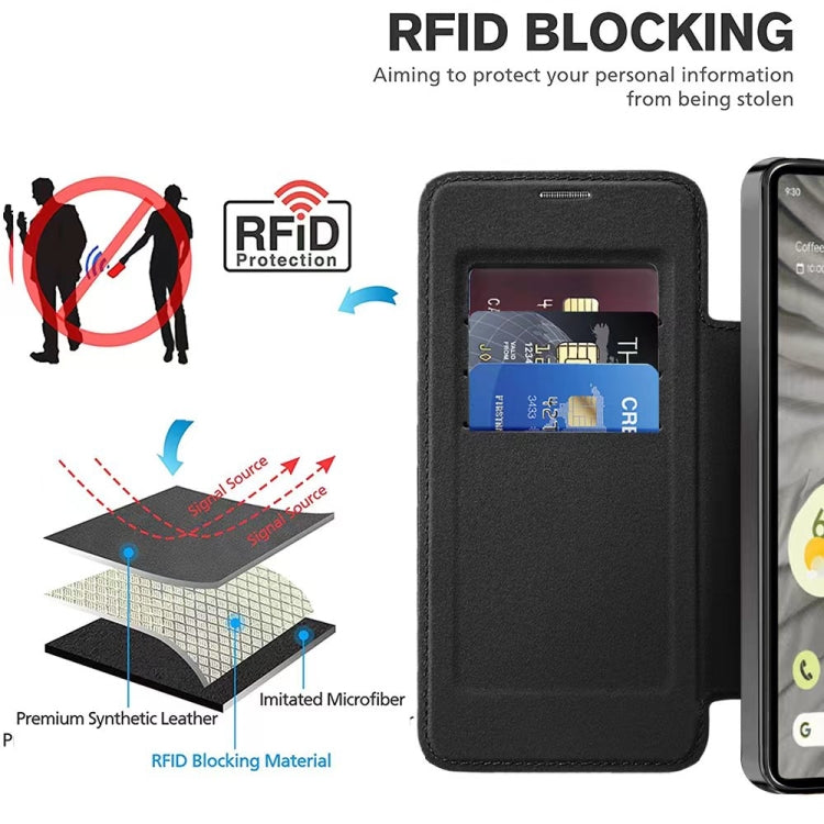 For Google  Pixel 8a Shield Magsafe RFID Anti-theft Rhombus Leather Phone Case(Brown) - free shipping - PMC TechLife - Order now!