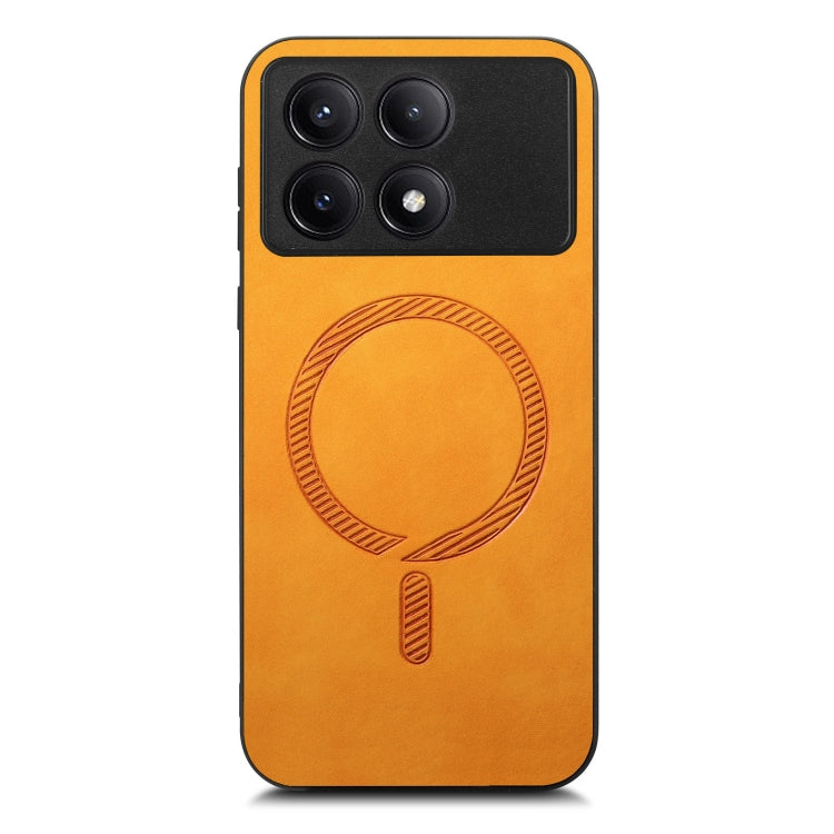 For Xiaomi Redmi K70 / K70 Pro 5G Solid Color Retro Magsafe PU Back Cover Phone Case(Yellow) - K70 Pro Cases by PMC Jewellery | Online Shopping South Africa | PMC Jewellery | Buy Now Pay Later Mobicred