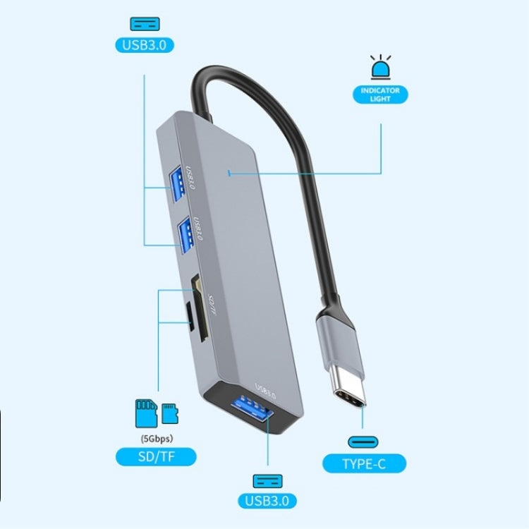 ADS-310C HUB Expansion Converter USB-C / Type-C to 3 x USB 3.0 + 2 x Card Reader Slots - Card Reader by PMC Jewellery | Online Shopping South Africa | PMC Jewellery | Buy Now Pay Later Mobicred
