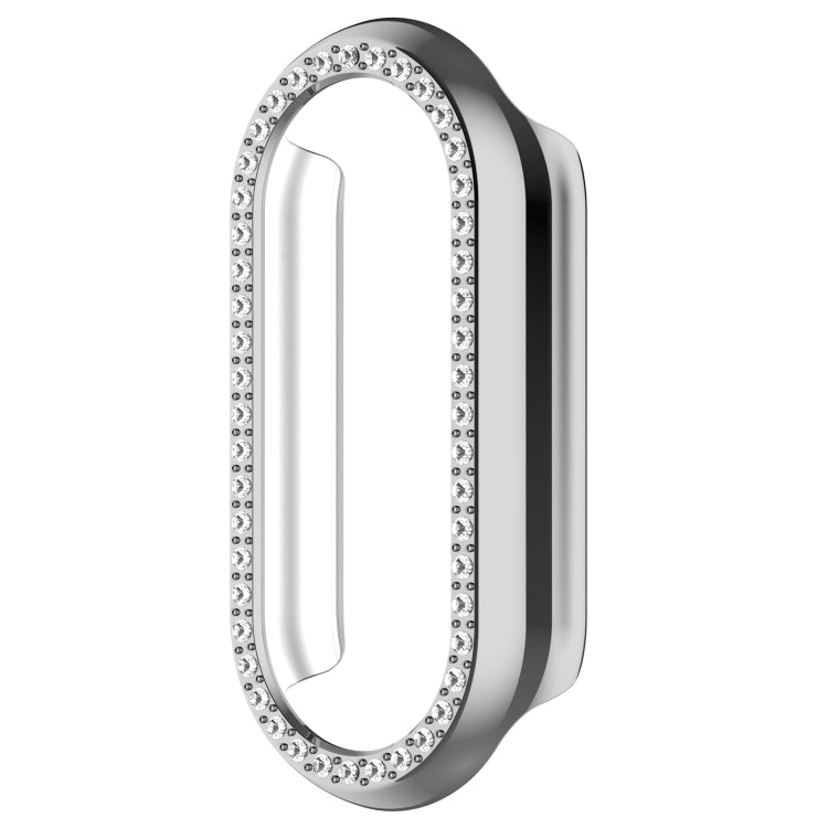 For Xiaomi Smart Band 9 NFC Diamond Half Coverage Hollow PC Watch Protective Case(Silver) - Watch Cases by PMC TechLife | Online Shopping South Africa | PMC TechLife | Buy Now Pay Later Mobicred