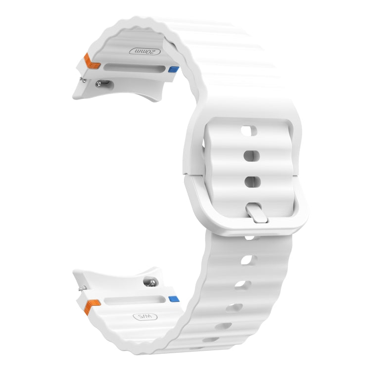 For Samsung Galaxy Watch 7 40 / 44mm Wave Pattern Stitched Silicone Watch Band(White) - free shipping - PMC TechLife - Order now!