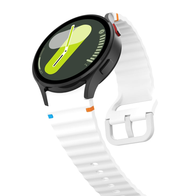 For Samsung Galaxy Watch 7 40 / 44mm Wave Pattern Stitched Silicone Watch Band(White) - free shipping - PMC TechLife - Order now!