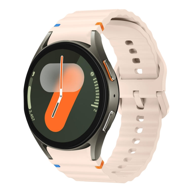 For Samsung Galaxy Watch 7 40 / 44mm Wave Pattern Stitched Silicone Watch Band(Pink) - free shipping - PMC TechLife - Order now!