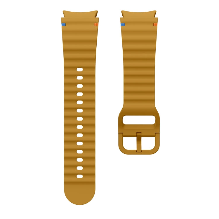 For Samsung Galaxy Watch 6 Classic Wave Pattern Stitched Silicone Watch Band(Yellow) - free shipping - PMC TechLife - Order now!