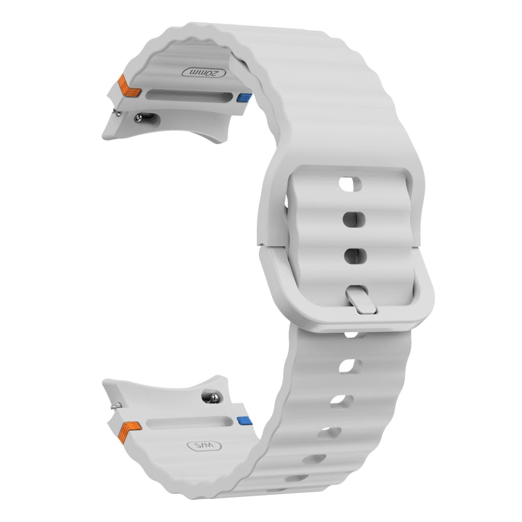 For Samsung Galaxy Watch 4 40 / 44mm Wave Pattern Stitched Silicone Watch Band(Light Gray) - free shipping - PMC TechLife - Order now!