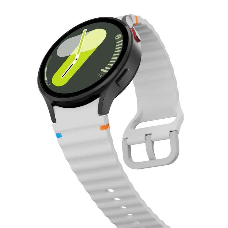 For Samsung Galaxy Watch 4 40 / 44mm Wave Pattern Stitched Silicone Watch Band(Light Gray) - free shipping - PMC TechLife - Order now!