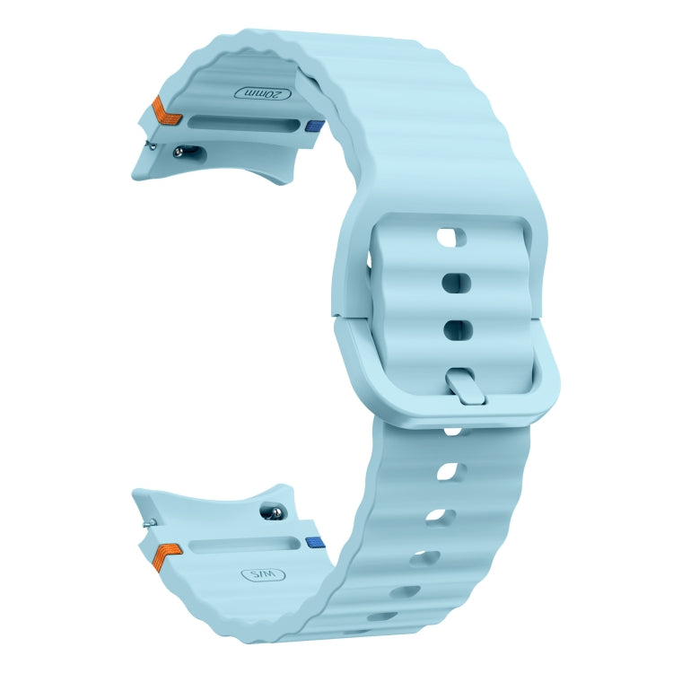 For Samsung Galaxy Watch 4 40 / 44mm Wave Pattern Stitched Silicone Watch Band(Light Blue) - free shipping - PMC TechLife - Order now!