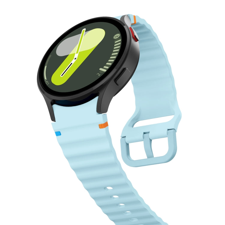 For Samsung Galaxy Watch 4 40 / 44mm Wave Pattern Stitched Silicone Watch Band(Light Blue) - free shipping - PMC TechLife - Order now!