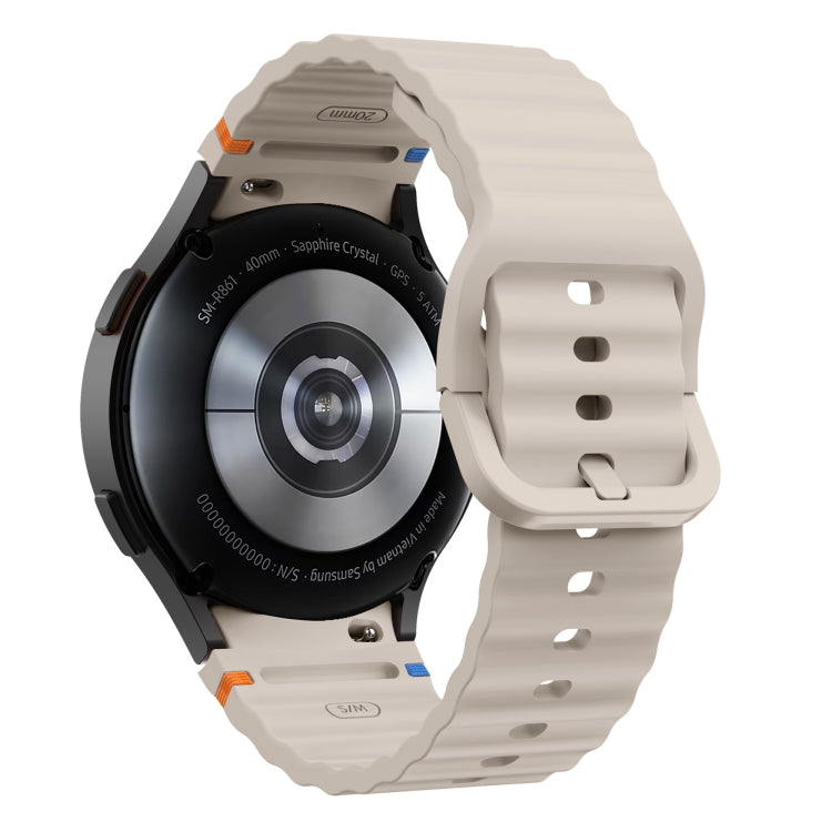 For Samsung Galaxy Watch 4 40 / 44mm Wave Pattern Stitched Silicone Watch Band(Starlight) - free shipping - PMC TechLife - Order now!