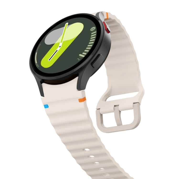 For Samsung Galaxy Watch 4 40 / 44mm Wave Pattern Stitched Silicone Watch Band(Starlight) - free shipping - PMC TechLife - Order now!