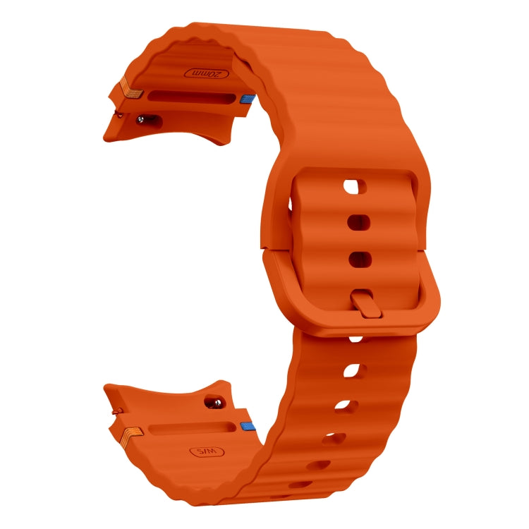 For Samsung Galaxy Watch 4 40 / 44mm Wave Pattern Stitched Silicone Watch Band(Orange) - free shipping - PMC TechLife - Order now!