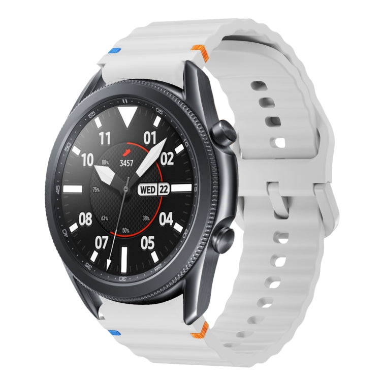 For Samsung Galaxy Watch3 41mm Wave Pattern Stitched Silicone Watch Band(Light Gray) - free shipping - PMC TechLife - Order now!
