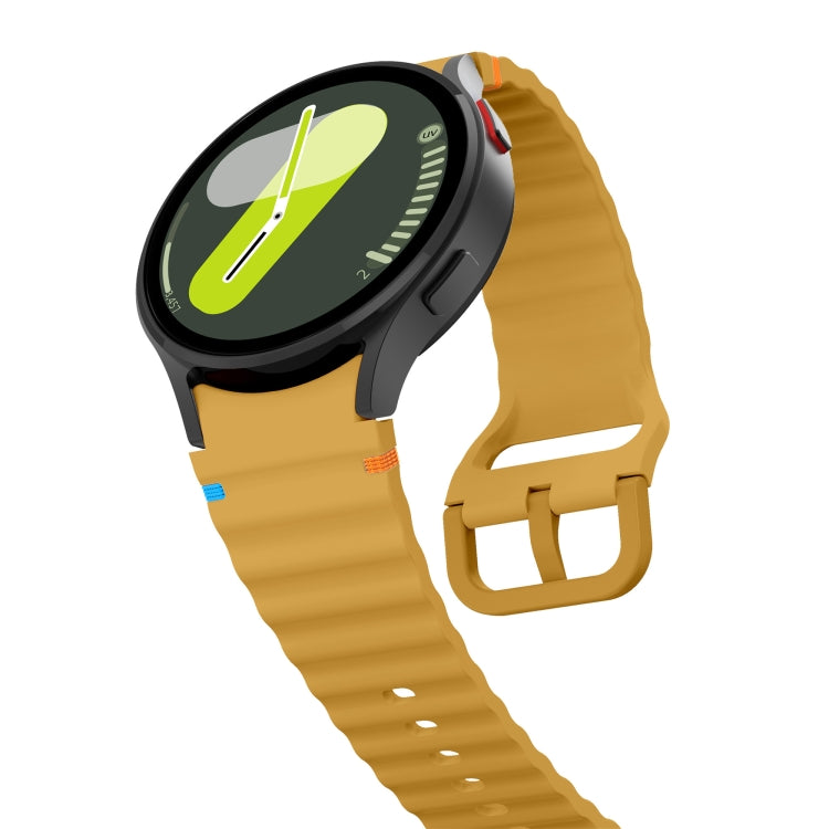 For Samsung Galaxy Watch3 41mm Wave Pattern Stitched Silicone Watch Band(Yellow) - free shipping - PMC TechLife - Order now!