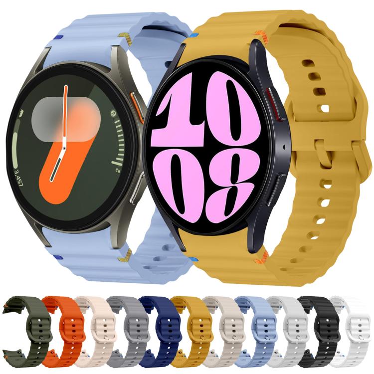 For Samsung Galaxy Watch 7 40 / 44mm Wave Pattern Stitched Silicone Watch Band(Yellow) - free shipping - PMC TechLife - Order now!