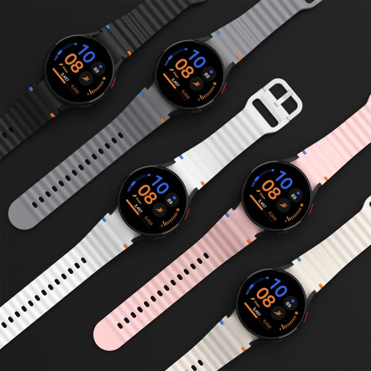 For Samsung Galaxy Watch 4 40 / 44mm Wave Pattern Stitched Silicone Watch Band(White) - free shipping - PMC TechLife - Order now!