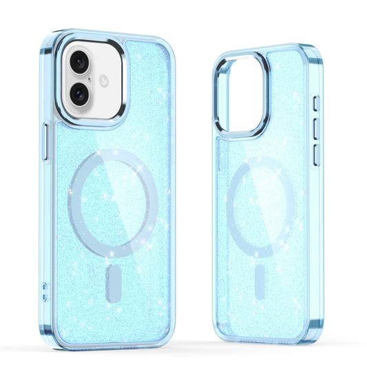 For iPhone 16 Glitter MagSafe Shockproof Phone Case(Blue) - iPhone 16 Cases by PMC Jewellery | Online Shopping South Africa | PMC Jewellery | Buy Now Pay Later Mobicred