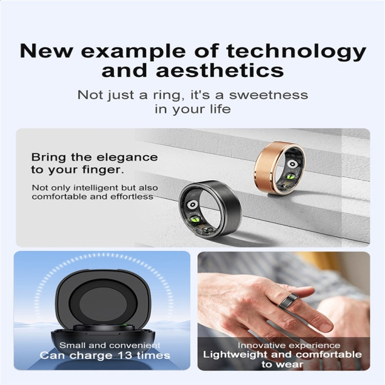 R03 SIZE 8 Smart Ring, Support Heart Rate / Blood Oxygen / Sleep / Multiple Sports Modes(Gold) - Smart Rings / Smart Telephones by PMC TechLife | Online Shopping South Africa | PMC TechLife | Buy Now Pay Later Mobicred