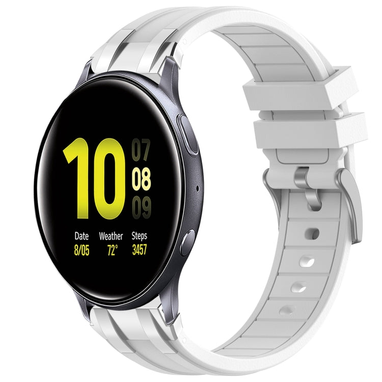 For Samsung Galaxy Watch Active 2 20mm Quick Release Silver Buckle Royal Silicone Watch Band(White) - free shipping - PMC TechLife - Order now!