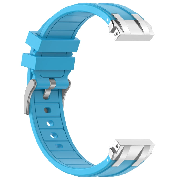 For Amazfit GTS4 Mini 20mm Quick Release Silver Buckle Royal Silicone Watch Band(Sky Blue) - free shipping - PMC TechLife - Order now!