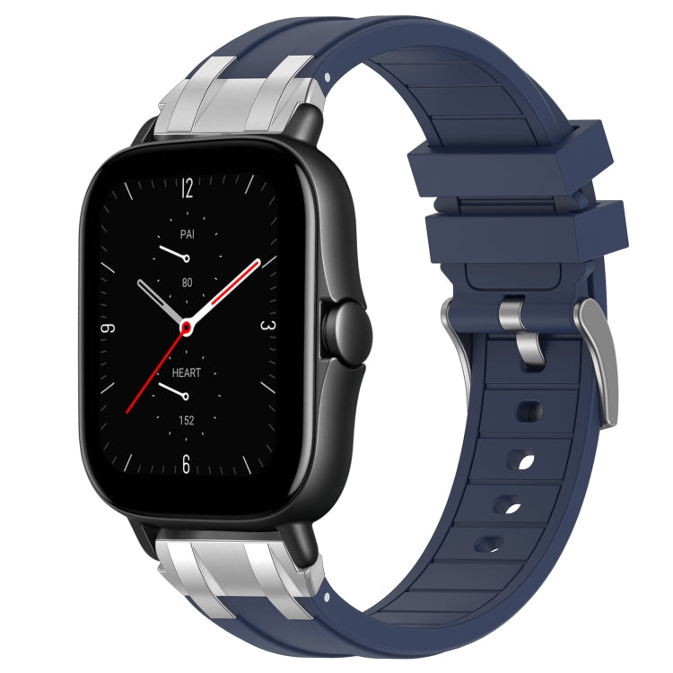 For Amazfit GTS 2e 20mm Quick Release Silver Buckle Royal Silicone Watch Band(Navy Blue) - free shipping - PMC TechLife - Order now!