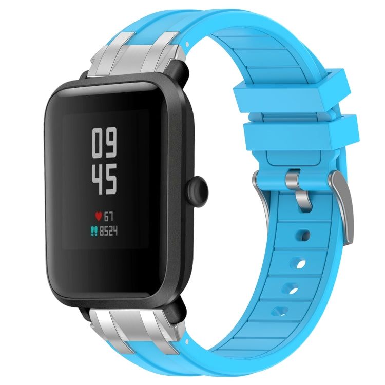 For Amazfit Bip Lite 20mm Quick Release Silver Buckle Royal Silicone Watch Band(Sky Blue) - free shipping - PMC TechLife - Order now!