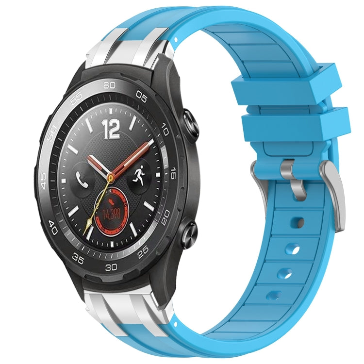 For Huawei Watch 2 20mm Quick Release Silver Buckle Royal Silicone Watch Band(Sky Blue) - free shipping - PMC TechLife - Order now!