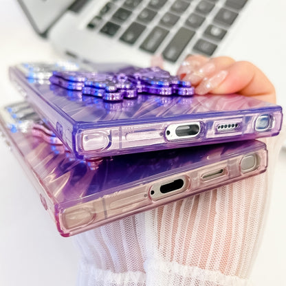 For Samsung Galaxy S25+ 5G Plating Glitter Texture Butterfly Holder TPU Phone Case with Lens Film(Purple Tinfoil Texture) - Galaxy S25+ 5G Cases by PMC Jewellery | Online Shopping South Africa | PMC Jewellery | Buy Now Pay Later Mobicred