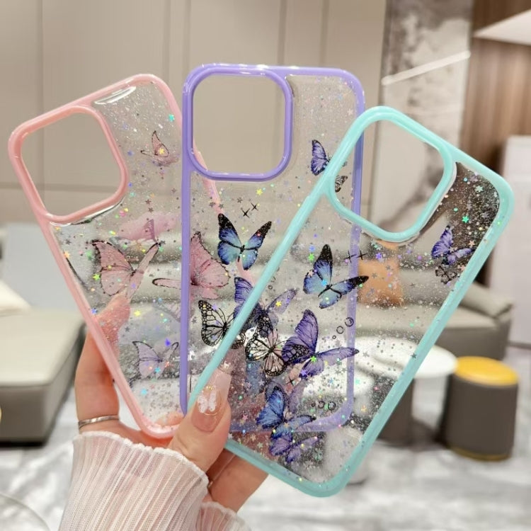 For iPhone 16 Pro Max Color Butterfly Glitter Epoxy TPU Phone Case(Green) - iPhone 16 Pro Max Cases by PMC Jewellery | Online Shopping South Africa | PMC Jewellery | Buy Now Pay Later Mobicred