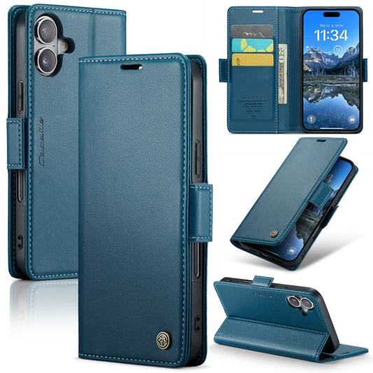 For iPhone 16 CaseMe 023 Butterfly Buckle Litchi Texture RFID Anti-theft Leather Phone Case(Blue) - iPhone 16 Cases by CaseMe | Online Shopping South Africa | PMC Jewellery | Buy Now Pay Later Mobicred