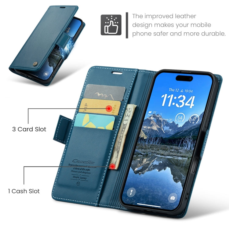 For iPhone 16 Plus CaseMe 023 Butterfly Buckle Litchi Texture RFID Anti-theft Leather Phone Case(Blue) - iPhone 16 Plus Cases by CaseMe | Online Shopping South Africa | PMC Jewellery | Buy Now Pay Later Mobicred